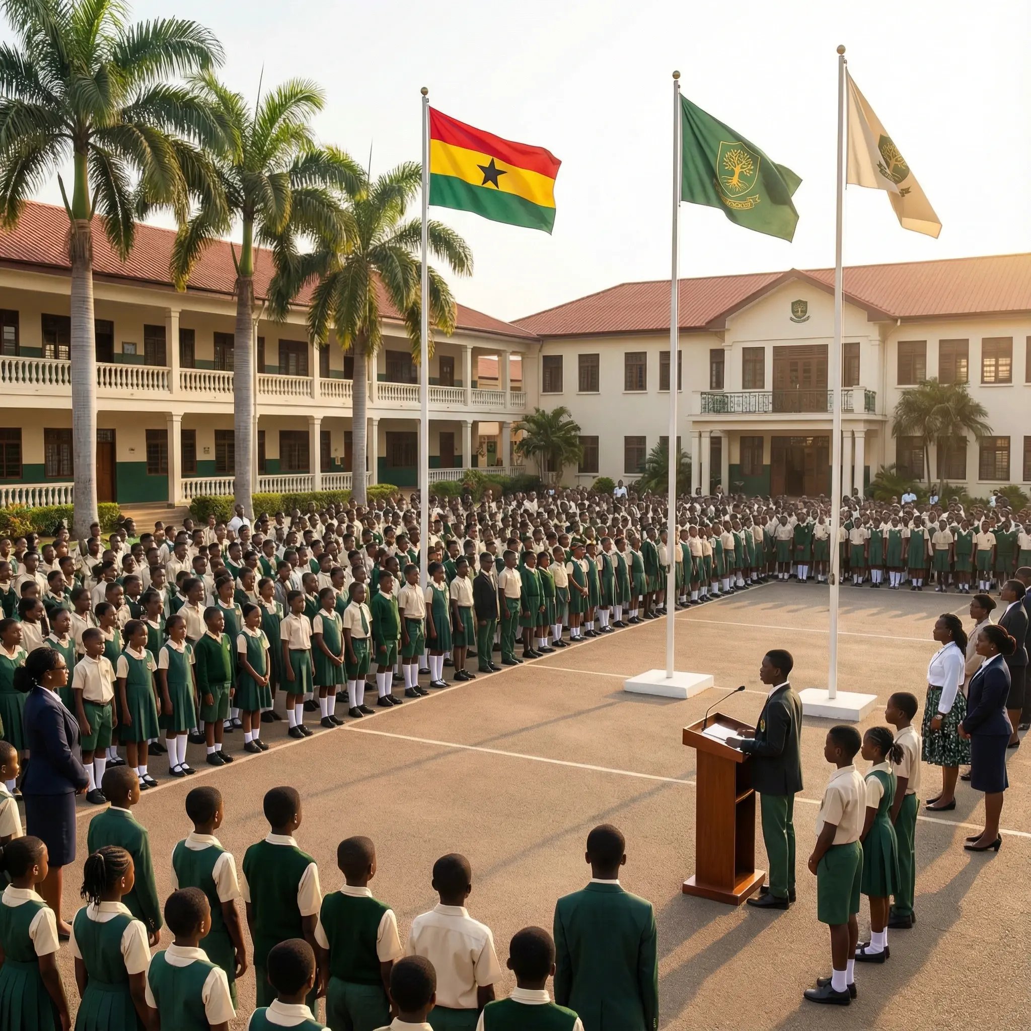 Students at morning assembly