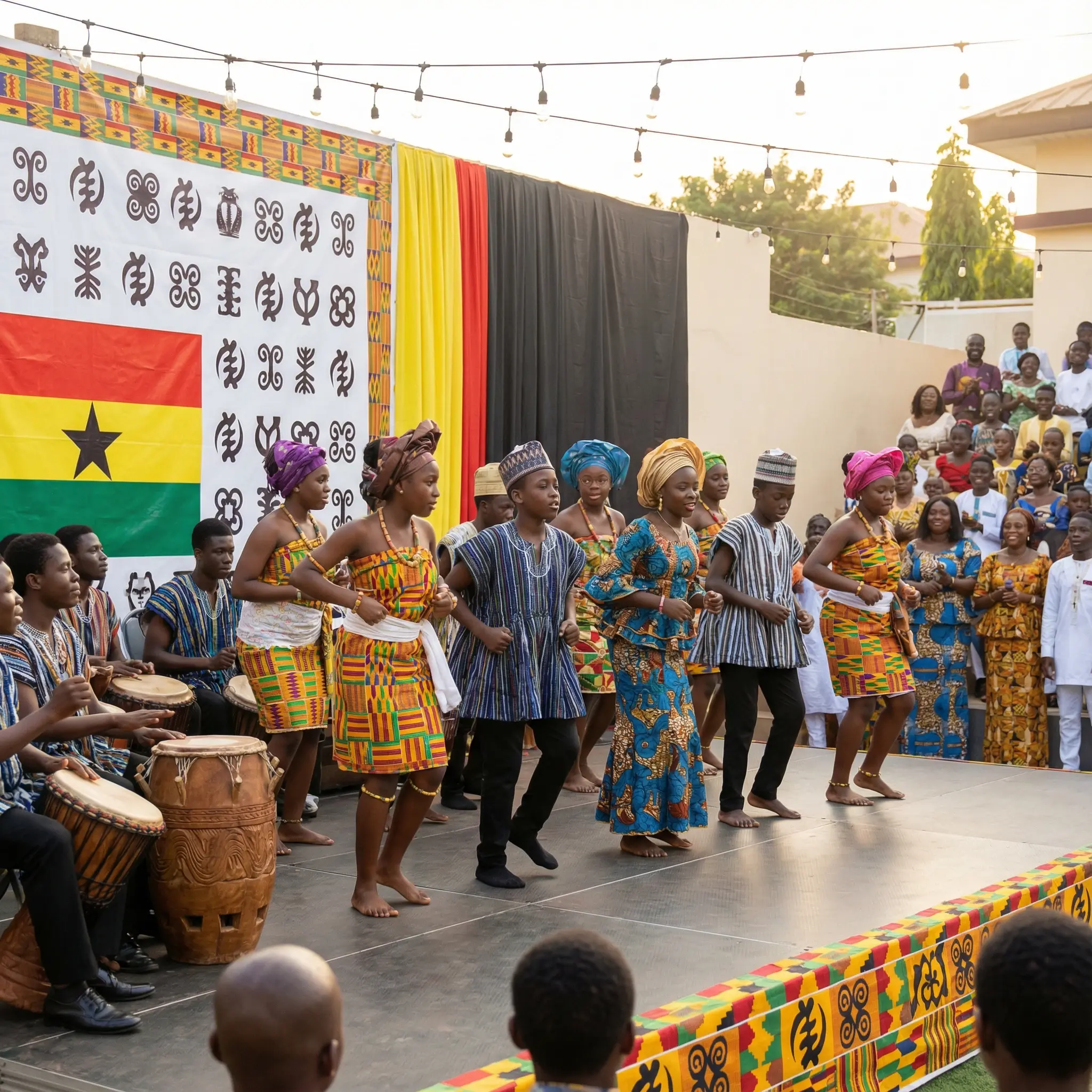 Students in traditional attire during cultural day