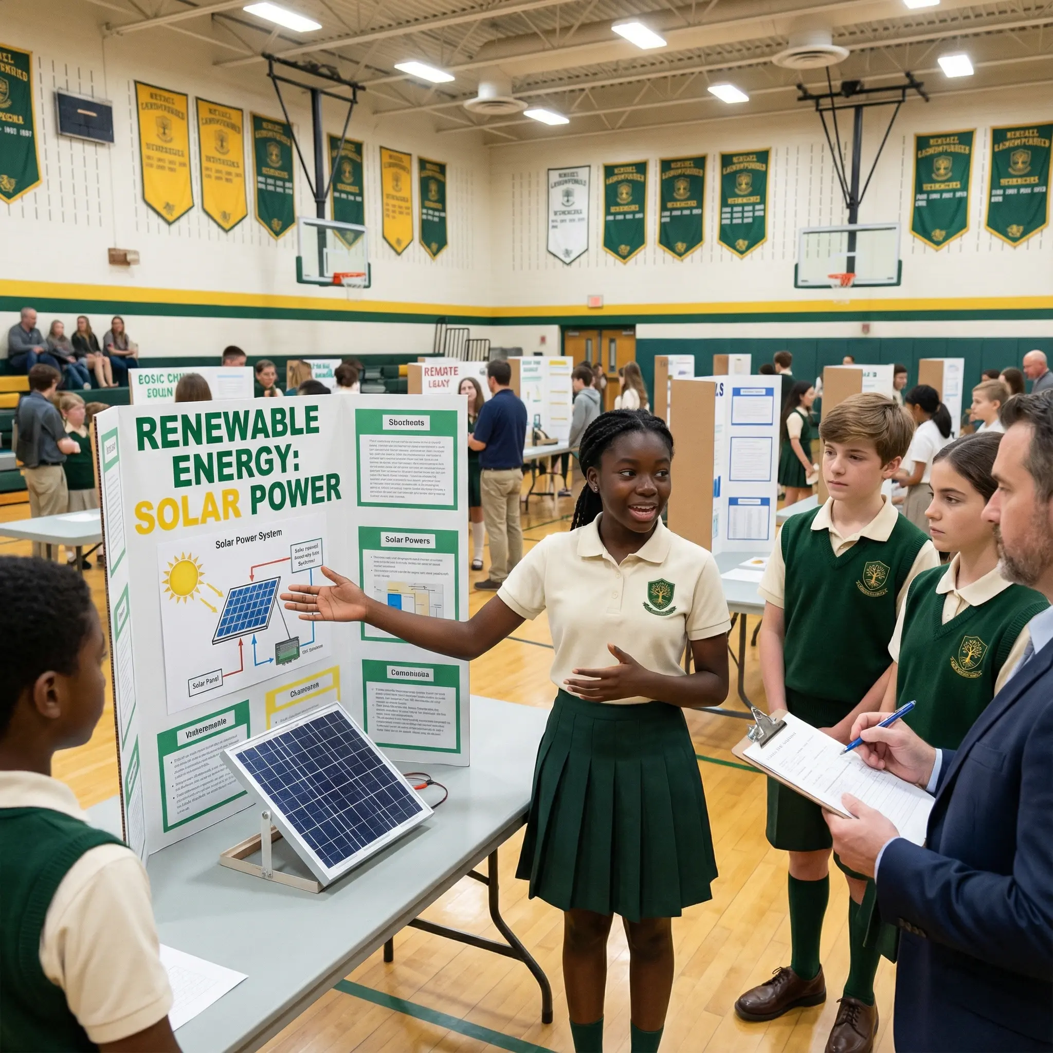 Students presenting at science fair