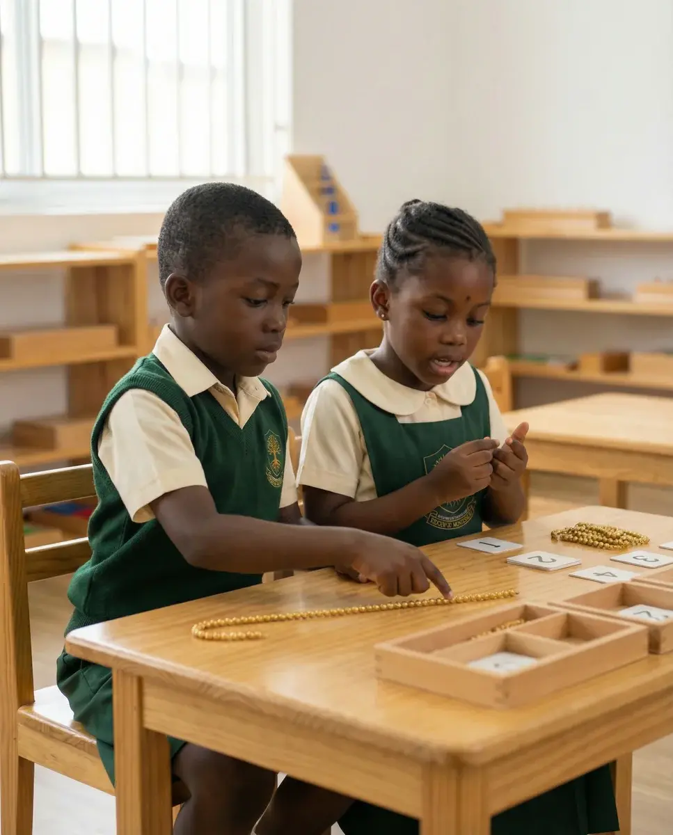 Close-up of Montessori learning materials