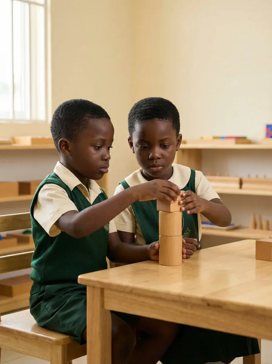 Young learner practicing handwriting with Montessori tools