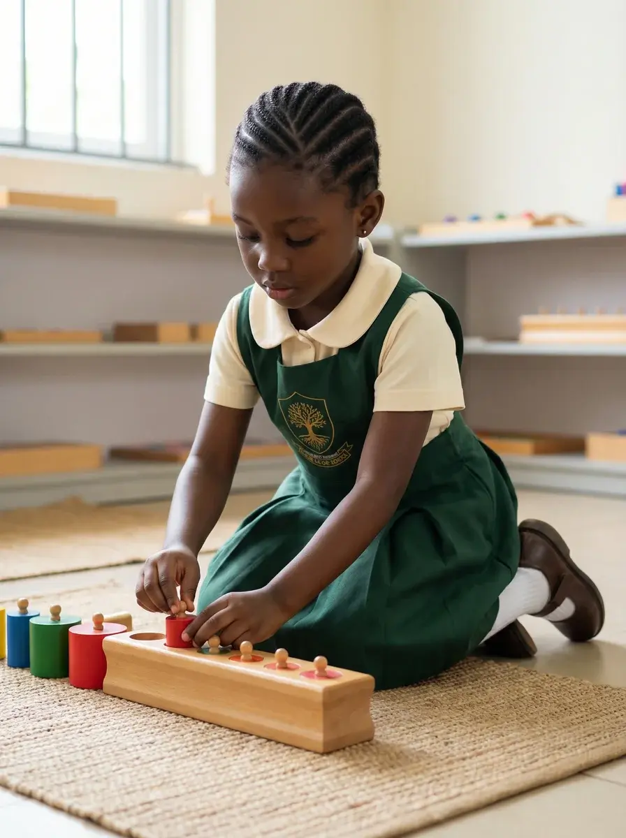 Child exploring geography with puzzle maps