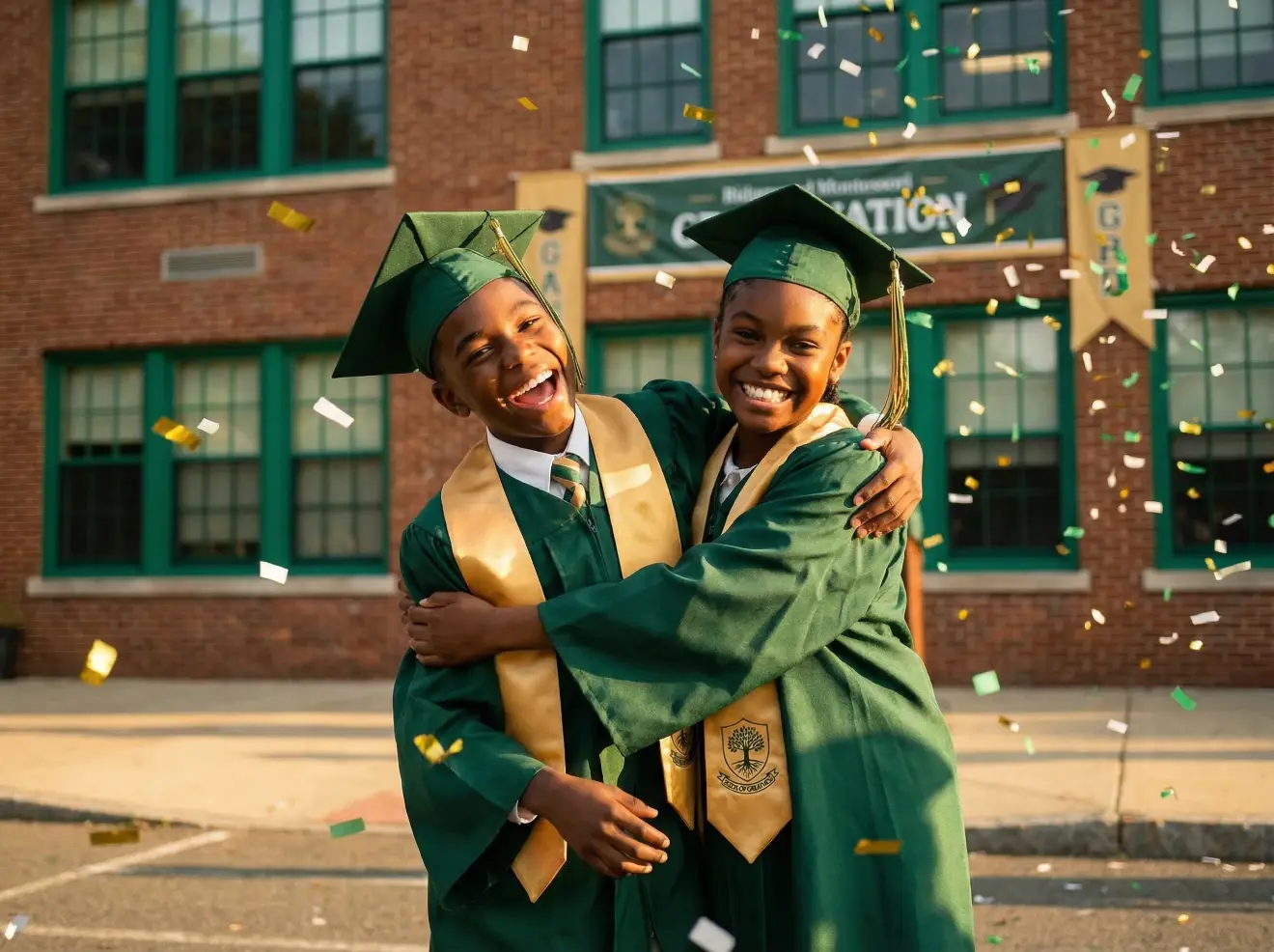 Students at graduation ceremony - School website example by QWS Accra